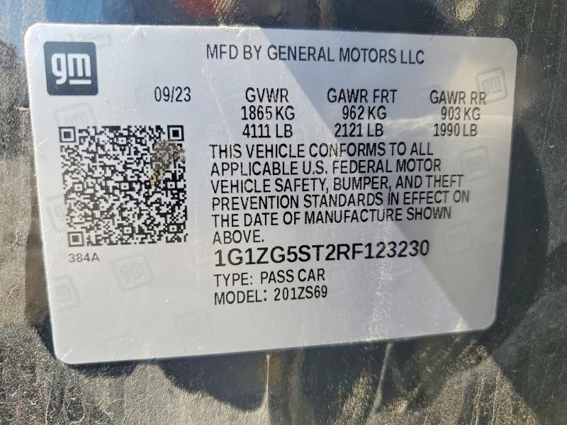 2024 Chevrolet Malibu მანქანა იყიდება აუქციონზე, vin: 1G1ZG5ST2RF123230, აუქციონის ნომერი: 49021826