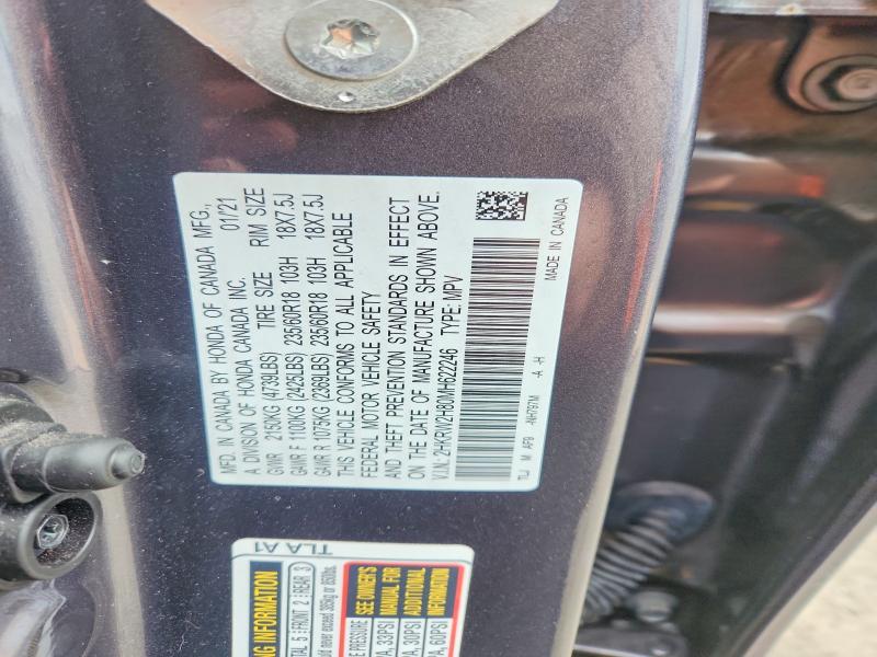Aukcja sprzedaży 2021 Honda Cr-v, vin: 2HKRW2H80MH622246, numer aukcji: 50055286