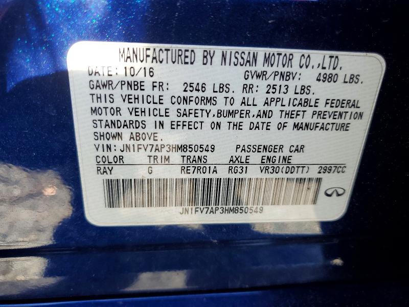 Aukcja sprzedaży 2017 Infiniti Q50, vin: JN1FV7AP3HM850549, numer aukcji: 50416876