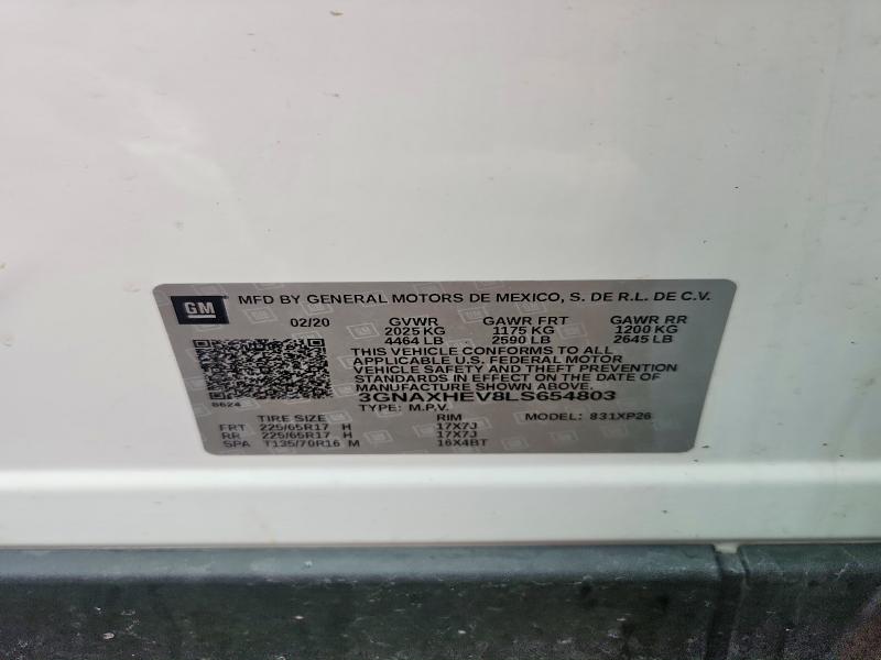 2020 Chevrolet Equinox მანქანა იყიდება აუქციონზე, vin: 3GNAXHEV8LS654803, აუქციონის ნომერი: 49297286