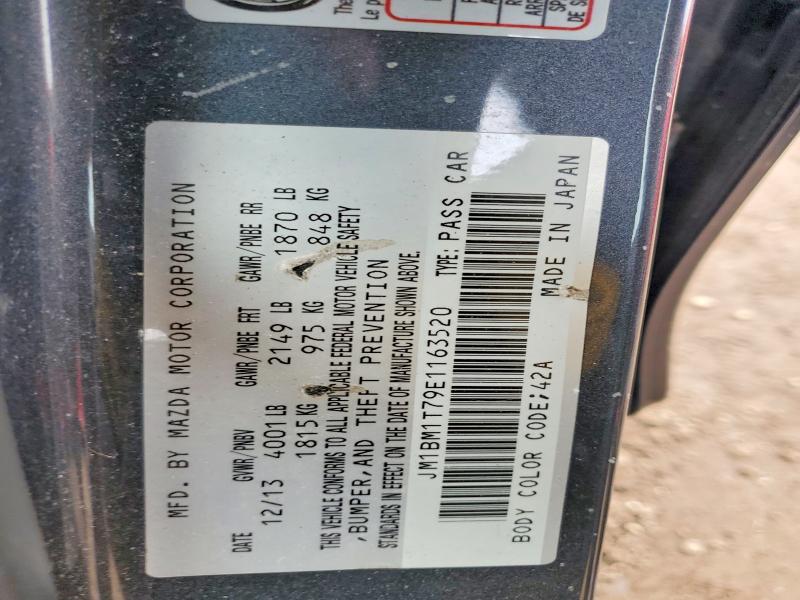 48080176 :رقم المزاد ، JM1BM1T79E1163520 vin ، 2014 Mazda 3 مزاد بيع