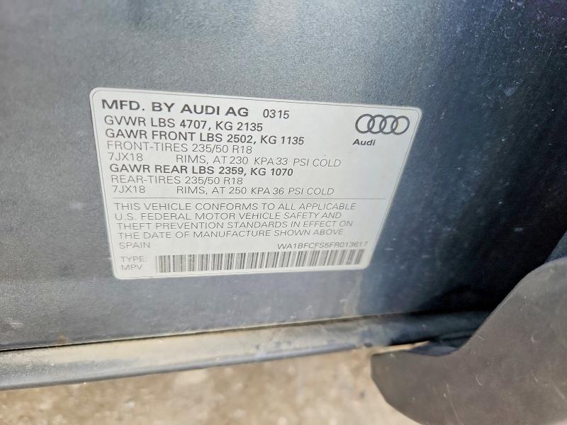 Aukcja sprzedaży 2015 Audi Q3, vin: WA1BFCFS5FR013617, numer aukcji: 51904066