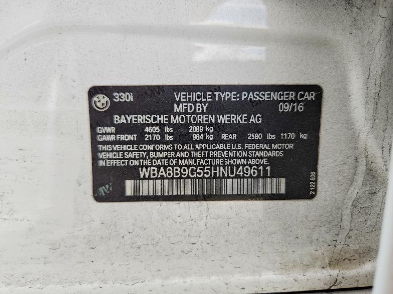 50807226 :رقم المزاد ، WBA8B9G55HNU49611 vin ، 2017 Bmw 330 مزاد بيع