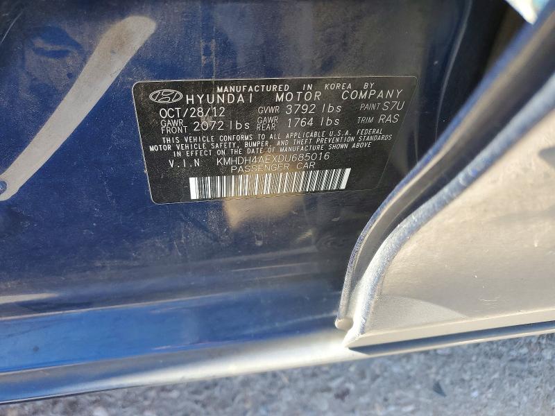 Продажа на аукционе авто 2013 Hyundai Elantra, vin: KMHDH4AEXDU685016, номер лота: 51110256