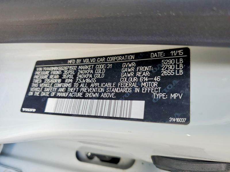 Продажа на аукционе авто 2016 Volvo Xc60, vin: YV449MRK6G2871502, номер лота: 50488116