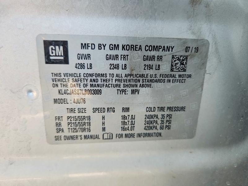 Продаж на аукціоні авто 2020 Buick Encore, vin: KL4CJASB7LB003009, номер лоту: 48994466