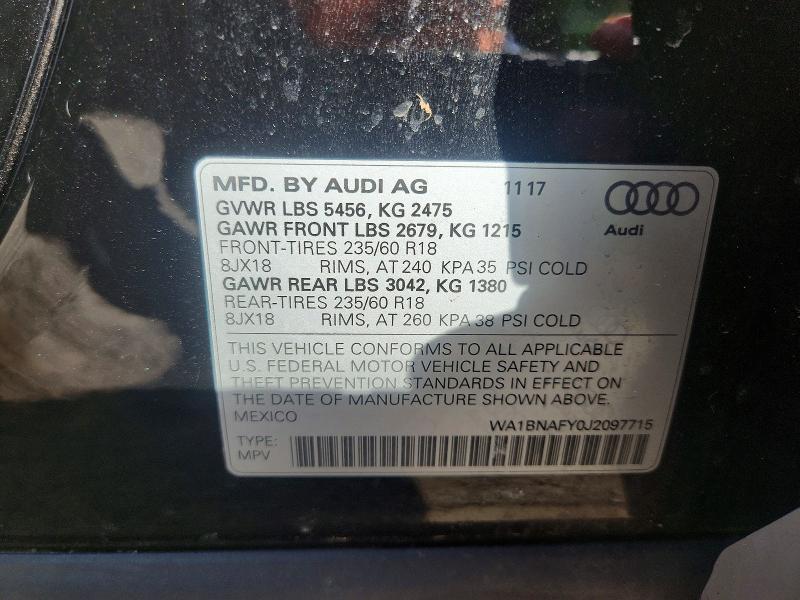 49158376 :رقم المزاد ، WA1BNAFY0J2097715 vin ، 2018 Audi Q5 مزاد بيع