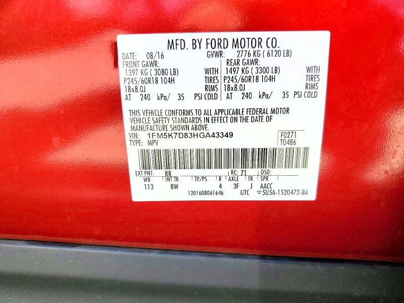 Продажа на аукционе авто 2017 Ford Explorer, vin: 1FM5K7D83HGA43349, номер лота: 50786046