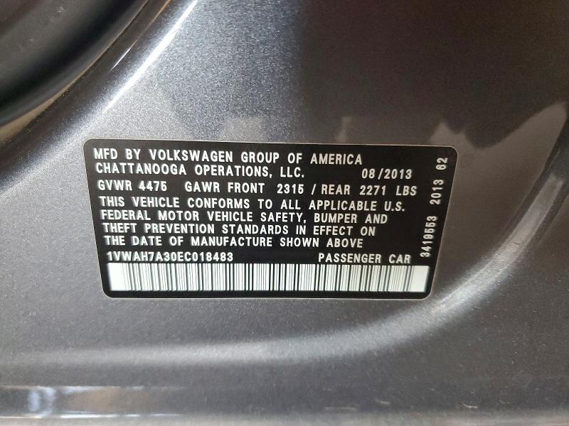 2014 Volkswagen Passat მანქანა იყიდება აუქციონზე, vin: 1VWAH7A30EC018483, აუქციონის ნომერი: 49330226
