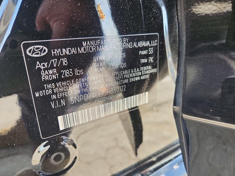 Продаж на аукціоні авто 2018 Hyundai Elantra, vin: 5NPD74LF7JH350122, номер лоту: 50499666