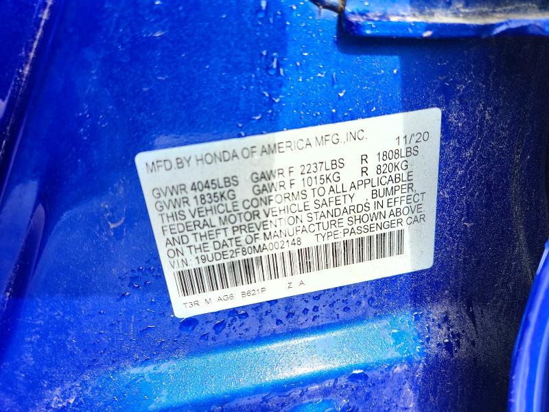 Aukcja sprzedaży 2021 Acura Ilx, vin: 19UDE2F80MA002148, numer aukcji: 48912356