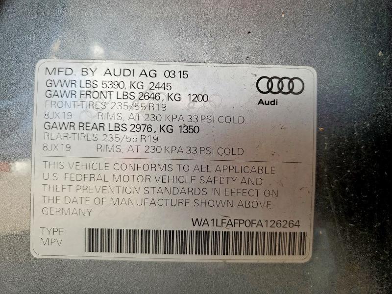 Aukcja sprzedaży 2015 Audi Q5, vin: WA1LFAFP0FA126264, numer aukcji: 48519876