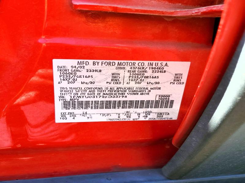 Продажа на аукционе авто 2002 Ford Escape, vin: 1FMYU03172KD33794, номер лота: 50903386