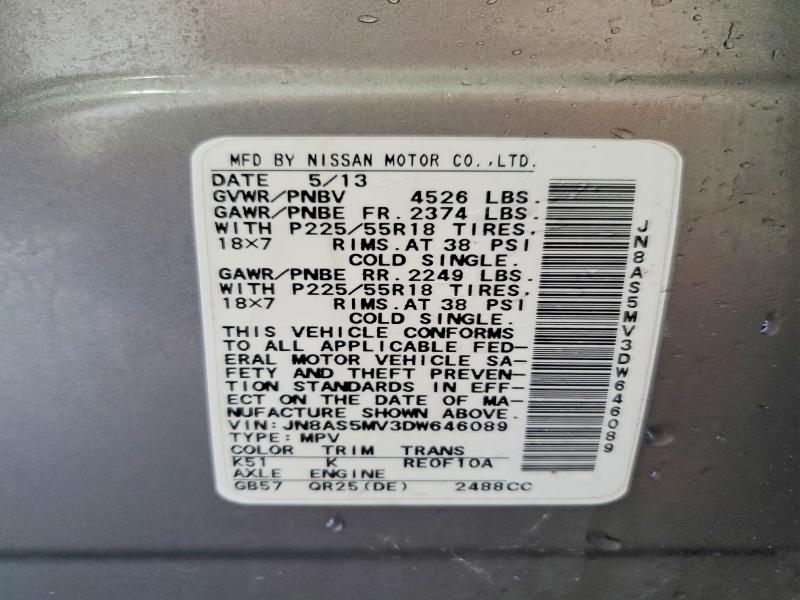 Продаж на аукціоні авто 2013 Nissan Rogue, vin: JN8AS5MV3DW646089, номер лоту: 48494686