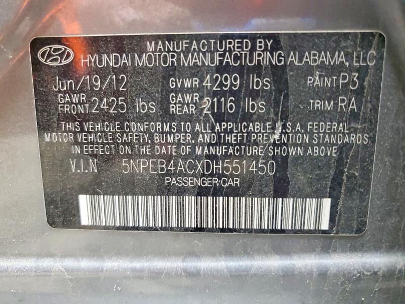 Продажа на аукционе авто 2013 Hyundai Sonata, vin: 5NPEB4ACXDH551450, номер лота: 48660606