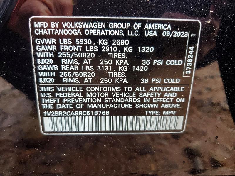 Продаж на аукціоні авто 2024 Volkswagen Atlas, vin: 1V2BR2CA8RC518768, номер лоту: 51640196