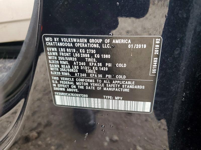 Продаж на аукціоні авто 2019 Volkswagen Atlas, vin: 1V2UR2CA7KC537293, номер лоту: 49729306