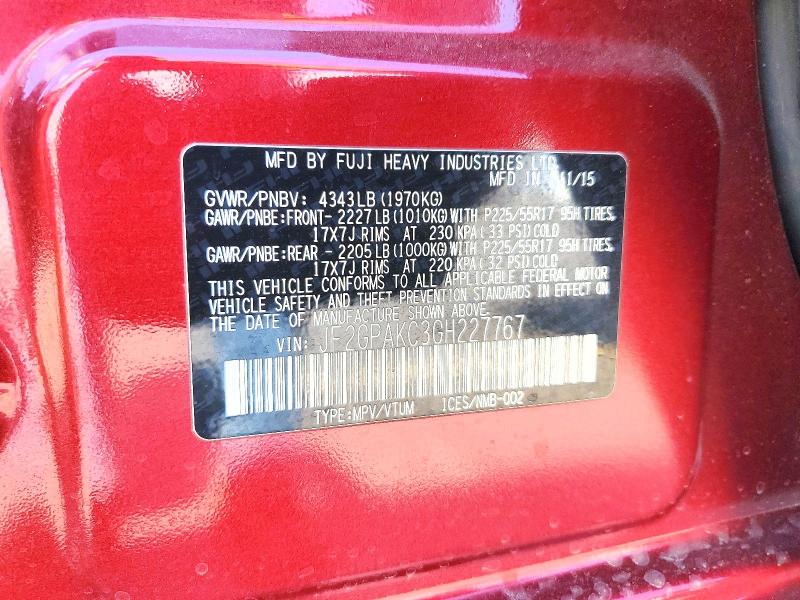 Aukcja sprzedaży 2016 Subaru Crosstrek, vin: JF2GPAKC3GH227767, numer aukcji: 48546756