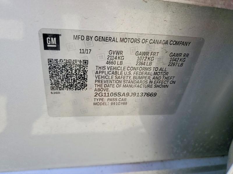 Продажа на аукционе авто 2018 Chevrolet Impala, vin: 2G1105SA9J9137669, номер лота: 50563056