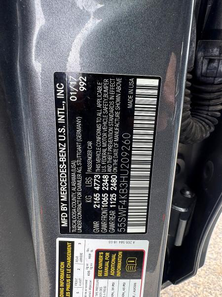 Aukcja sprzedaży 2017 Mercedes-benz C, vin: 55SWF4KB3HU209260, numer aukcji: 49454606