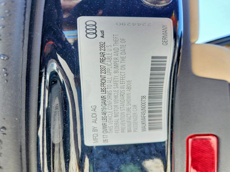 2018 Audi A4 მანქანა იყიდება აუქციონზე, vin: WAUKMAF49JN000738, აუქციონის ნომერი: 50436206