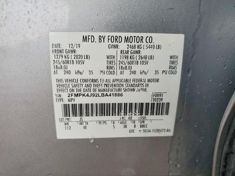 Aukcja sprzedaży 2020 Ford Edge, vin: 2FMPK4J92LBA41886, numer aukcji: 51136776