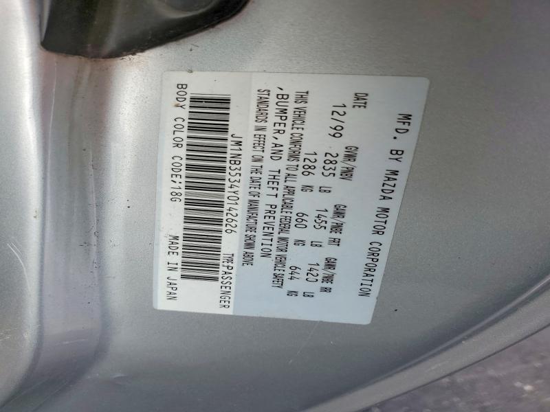 Aukcja sprzedaży 2000 Mazda Mx-5 Miata, vin: JM1NB3534Y0142626, numer aukcji: 48870866