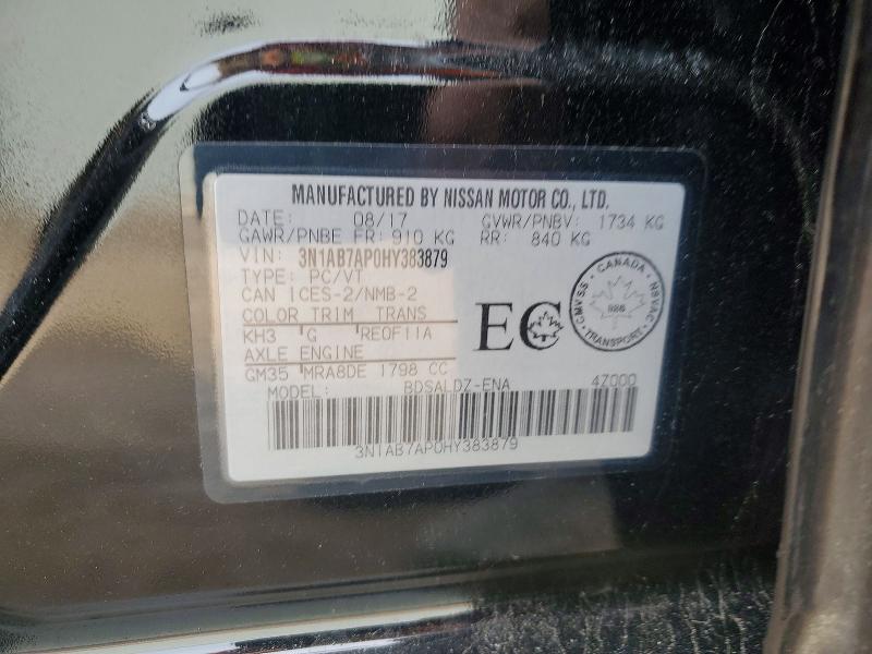 49246266 :رقم المزاد ، 3N1AB7AP0HY383879 vin ، 2017 Nissan Sentra مزاد بيع