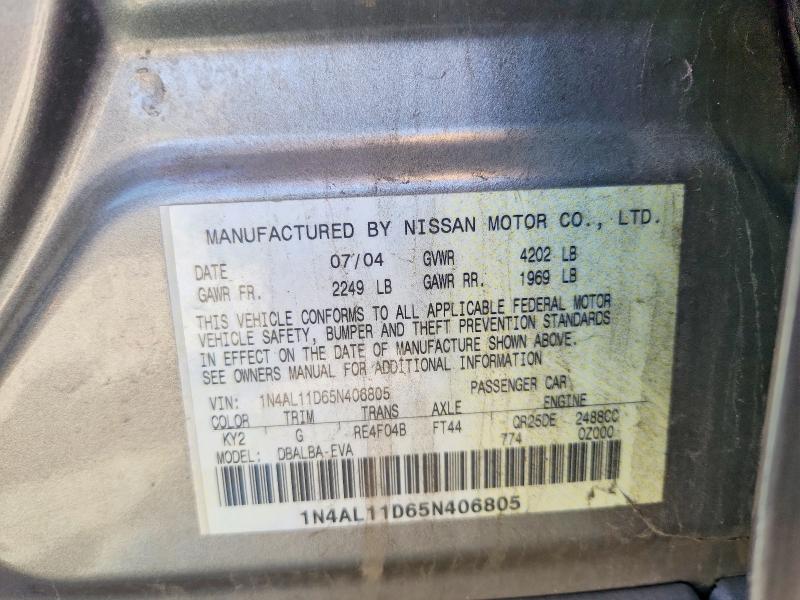 Aukcja sprzedaży 2005 Nissan Altima, vin: 1N4AL11D65N406805, numer aukcji: 50445176