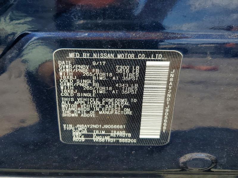 2018 Nissan Armada მანქანა იყიდება აუქციონზე, vin: JN8AY2ND1J9056681, აუქციონის ნომერი: 51163196