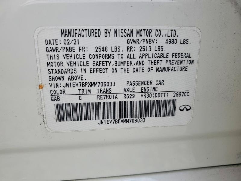 Продаж на аукціоні авто 2021 Infiniti Q50, vin: JN1EV7BPXMM706033, номер лоту: 51637386