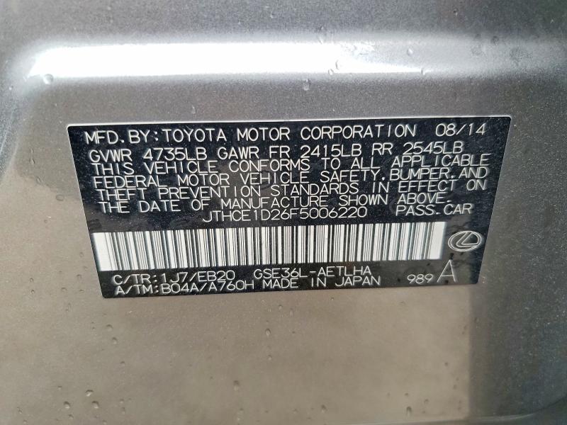 Продаж на аукціоні авто 2015 Lexus Is, vin: JTHCE1D26F5006220, номер лоту: 49514936