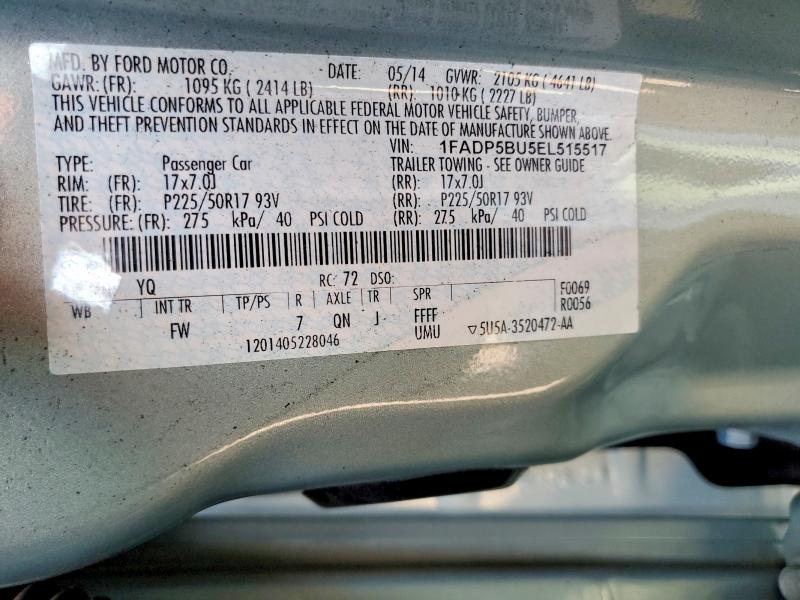 51039736 :رقم المزاد ، 1FADP5BU5EL515517 vin ، 2014 Ford C-max مزاد بيع