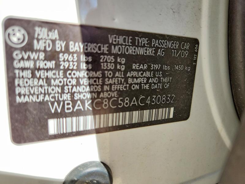 Продажа на аукционе авто 2010 Bmw 750, vin: WBAKC8C58AC430832, номер лота: 50182236