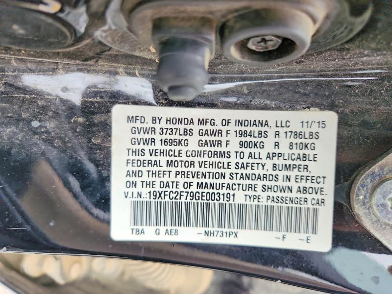 Продаж на аукціоні авто 2016 Honda Civic, vin: 19XFC2F79GE003191, номер лоту: 51873886