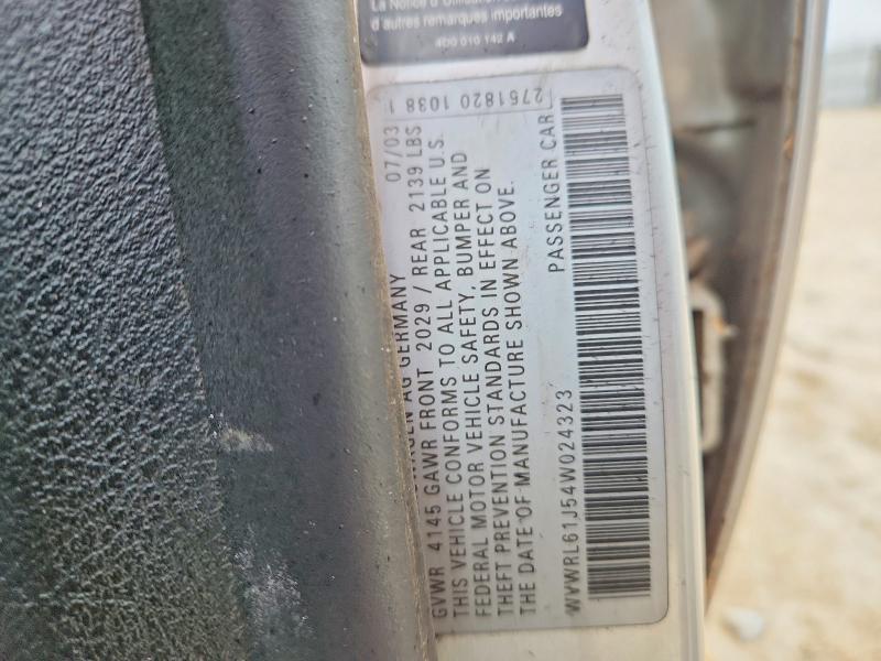 51696036 :رقم المزاد ، WVWRL61J54W024323 vin ، 2004 Volkswagen Jetta مزاد بيع