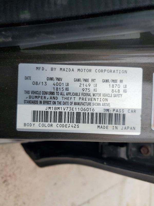 49573276 :رقم المزاد ، JM1BM1V73E1106016 vin ، 2014 Mazda 3 مزاد بيع