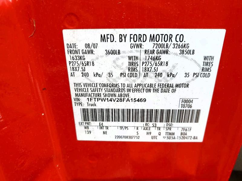 Продажа на аукционе авто 2008 Ford F150, vin: 1FTPW14V28FA15469, номер лота: 51006966