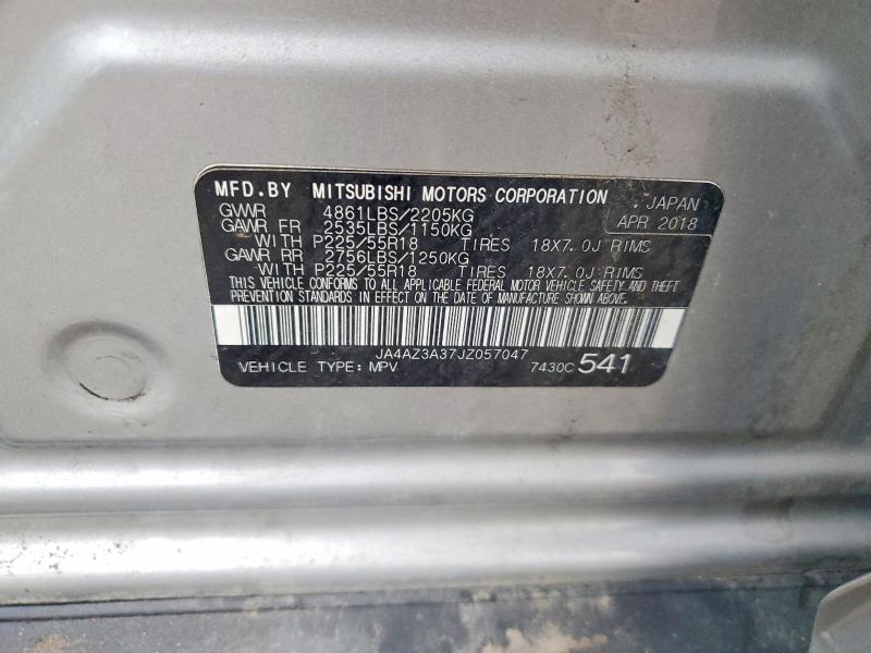 Aukcja sprzedaży 2018 Mitsubishi Outlander, vin: JA4AZ3A37JZ057047, numer aukcji: 51039646