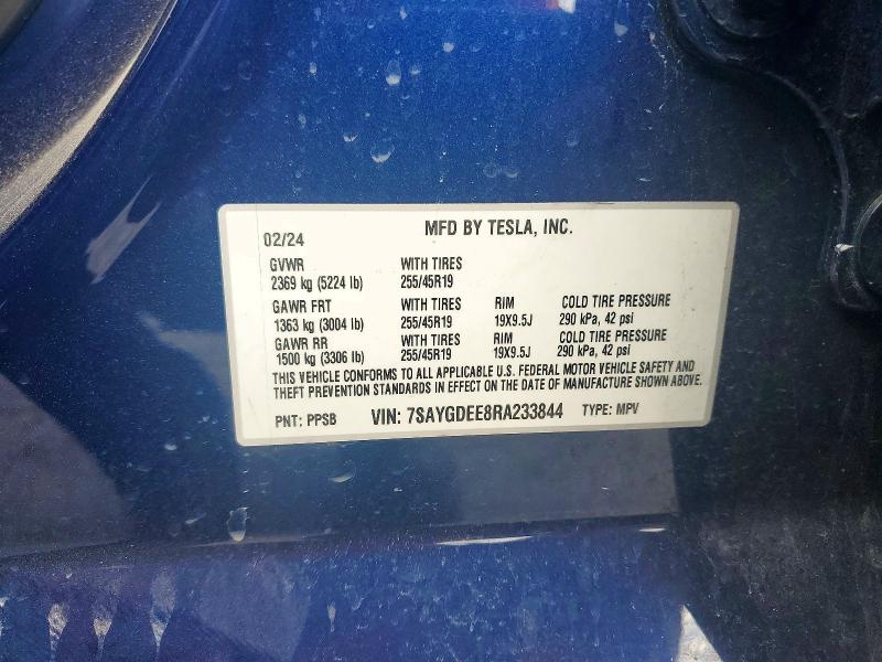 Aukcja sprzedaży 2024 Tesla Model Y, vin: 7SAYGDEE8RA233844, numer aukcji: 51350916