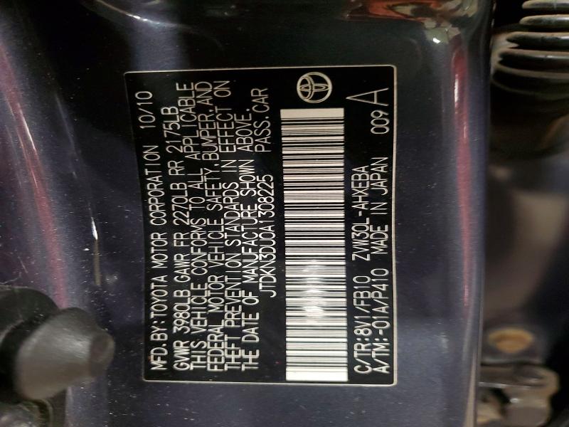 47528876 :رقم المزاد ، JTDKN3DU0A1308225 vin ، 2010 Toyota Prius مزاد بيع