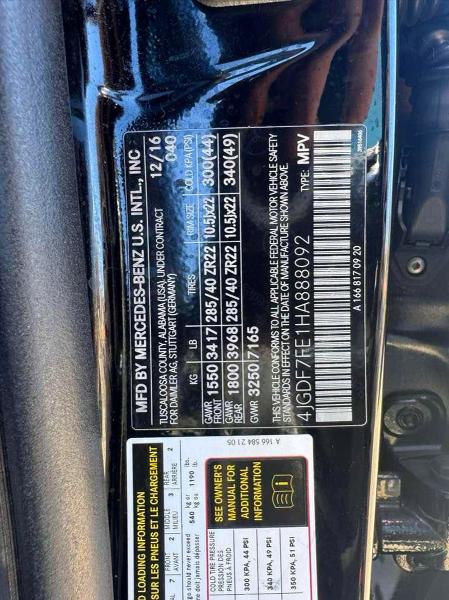 Продаж на аукціоні авто 2017 Mercedes-benz Gls, vin: 4JGDF7FE1HA888092, номер лоту: 49863556