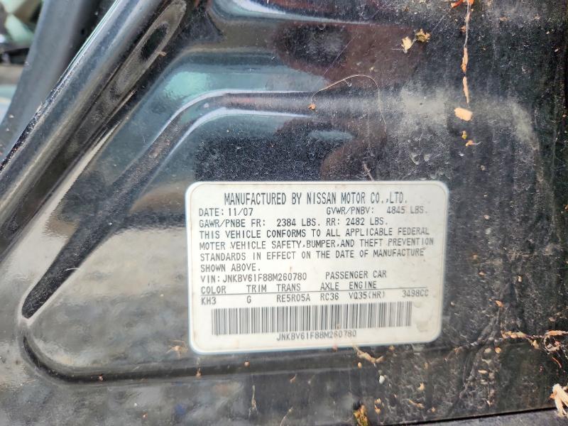 51265336 :رقم المزاد ، JNKBV61F88M260780 vin ، 2008 Infiniti G35 مزاد بيع