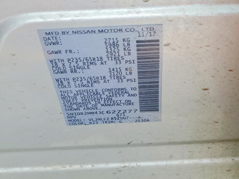 Продажа на аукционе авто 2018 Nissan Pathfinder, vin: 5N1DR2MM4JC627277, номер лота: 50466556