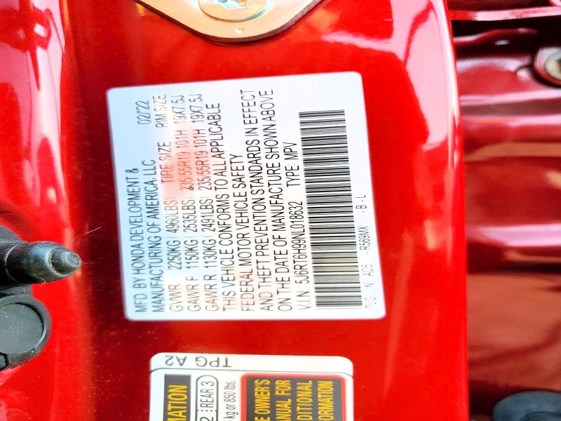 49810586 :رقم المزاد ، 5J6RT6H99NL018632 vin ، 2022 Honda Cr-v مزاد بيع