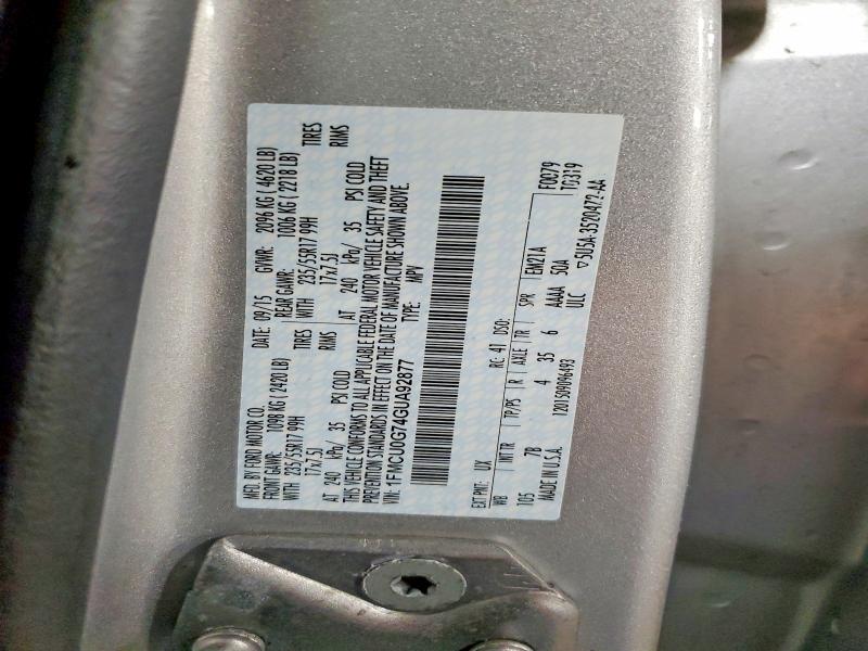 Продаж на аукціоні авто 2016 Ford Escape, vin: 1FMCU0G74GUA92877, номер лоту: 48611006