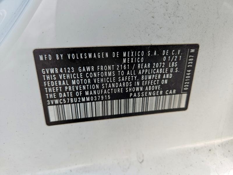 Aukcja sprzedaży 2021 Volkswagen Jetta, vin: 3VWC57BU2MM037915, numer aukcji: 50847086