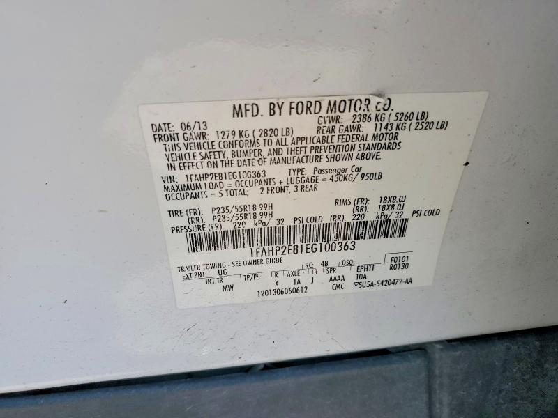 Продажа на аукционе авто 2014 Ford Taurus, vin: 1FAHP2E81EG100363, номер лота: 50735736