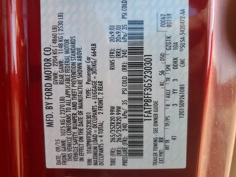 2016 Ford Mustang მანქანა იყიდება აუქციონზე, vin: 1FATP8FF3G5230301, აუქციონის ნომერი: 50937876