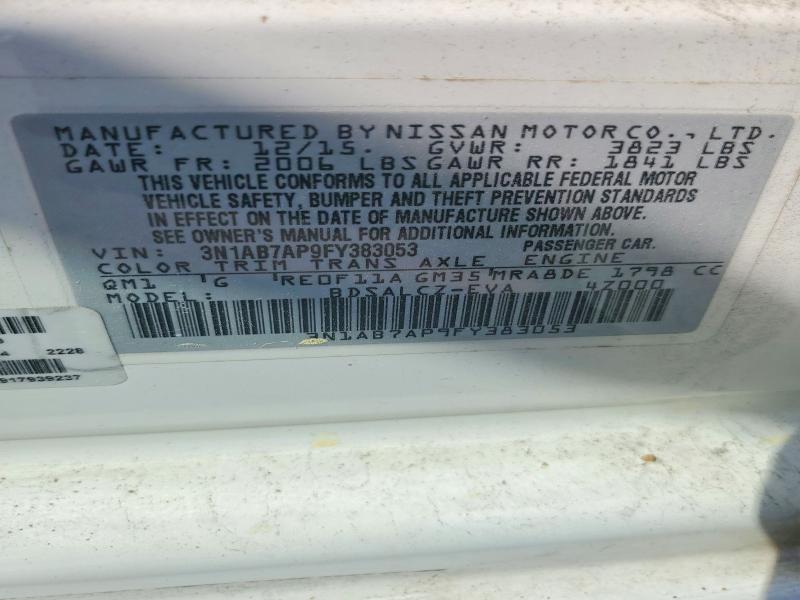 Продажа на аукционе авто 2015 Nissan Sentra, vin: 3N1AB7AP9FY383053, номер лота: 49403106